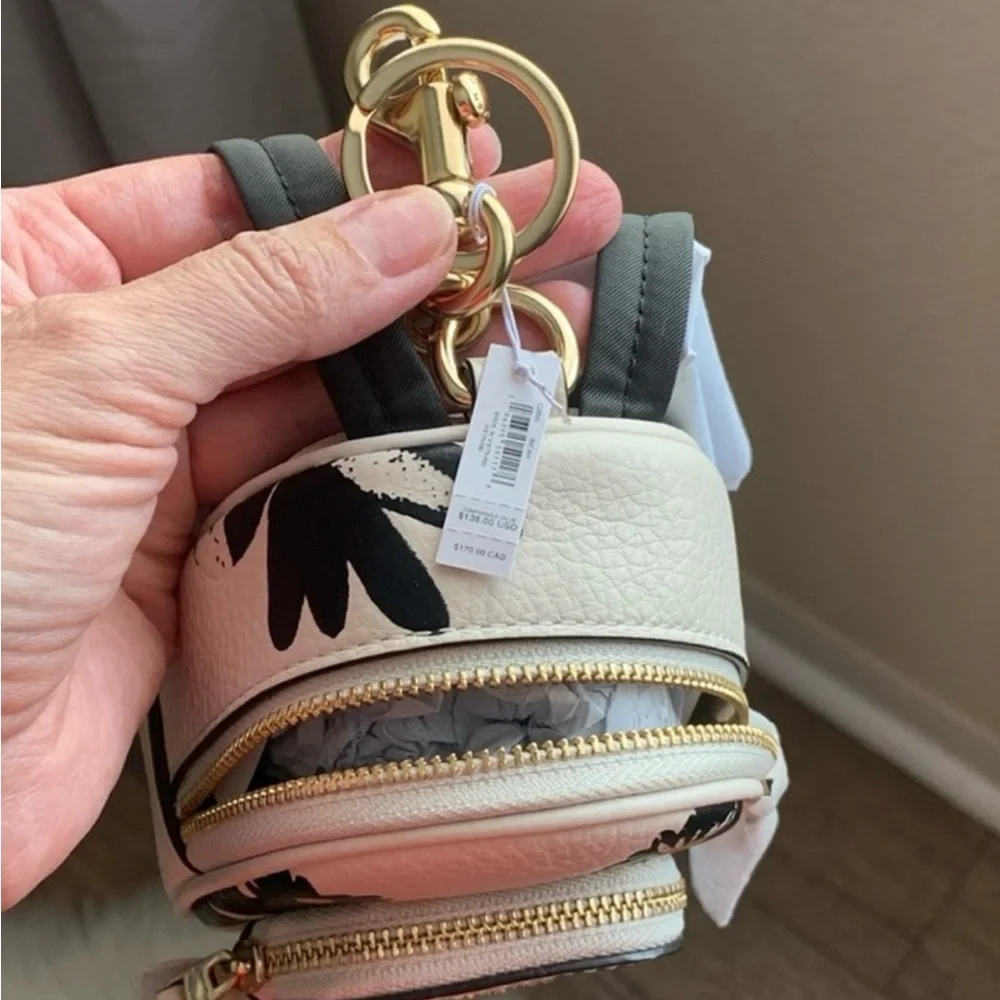 Coach Mini Backpack Bag Charm Chalk And Black Floral Print Final Price - Picture 10 of 13